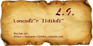Loncsár Ildikó névjegykártya